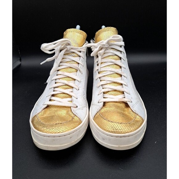 P448 Women's Palm High Top Sneaker Gold Toe Side Zip Euro 40/US 9 Designer Shoes - Picture 2 of 16